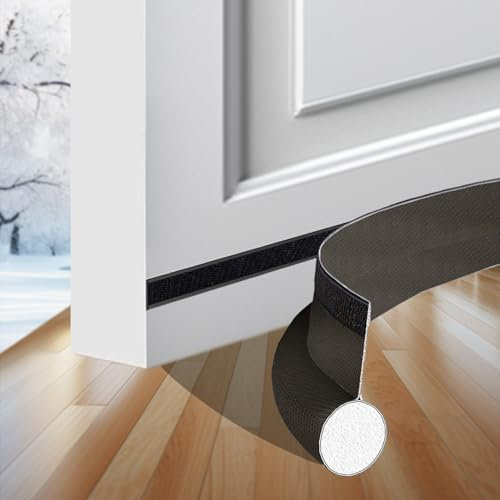 GSALDY Boudin de porte isolant froid,Bas de porte coupe-vent, Joints de porte autocollants,Bas de porte isolant Rapide à installer,Ajustable isolation porte 94 cm,Marron