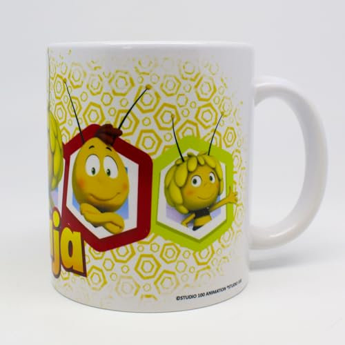 MAJA (C01) - Keramik Becher mit Henkel in Geschenkbox. Hochwertiger Aufdruck. Offiziell Lizenzierte Tasse. Frühstücksbecher/Praktisches Geschenk. Tasse für alle Biene Maja Fans.