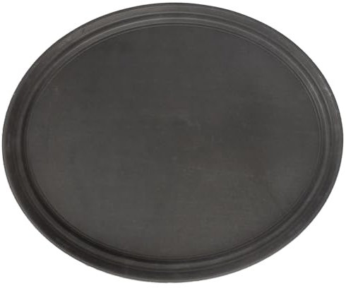 Argon Tableware Black Oval Serving Tray 79 x 66cm - Reusable Non Slip Rubberized Surface Platter for Food and Drinks - Durable Heat Resistant Stackable Tray for Bars, Restaurants and Home Use