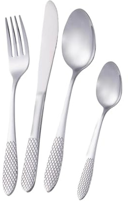 Royalford Stainless Steel Cutlery Set, 16 Piece Mirror Finish Stainless Steel Cutlery Set with 4Pc Tea Spoon, 4Pc Table Spoon, 4 Pc Fork & 4 Pc Knife | Dishwasher Safe & Easy Clean | Set for 4 People