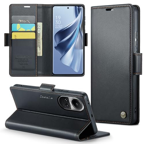 Phernykas Cover per Reno 10 5G/Reno 10 Pro Custodia Portafoglio [Blocco RFID] Premium Pelle PU [Magnetica] Wallet Libro con Porta Carte Slot Supporto Flip Case per Reno 10, Nero