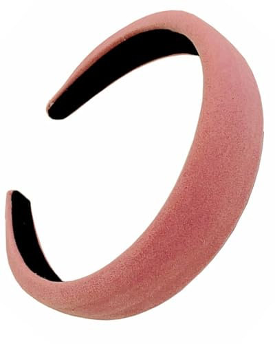 YOCDNOV Lot de 1 Style rétro Bandeaux rembourrés en Velours- Classique Serre-Tête Rose Bandeau de Cheveux Femme Serre-Tête Large 3cm Accessoires pour Cheveux(Rose)