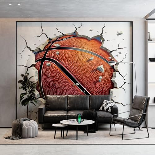 Papier Peint Panoramique Géométrie Fissure Football Poster Mural, 200 x 140 cm (WxH) Peinture Murale pour Salon, Chambre, Chambre d'enfants, Restaurant Blanc Décoration Murale