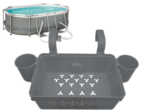 Yabauuop Vassoio portaoggetti a Bordo Piscina, Cestino portaoggetti a Bordo Piscina | Cestino per Piscina Fuori Terra con portabicchieri - Il Cestino portaoggetti per Piscina Ispessito Fuori Terra Si