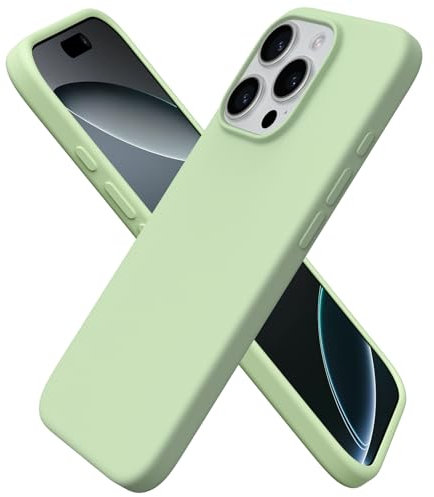 ORNARTO Coque pour iPhone 16 Pro, Housse en Silicone Liquide Compatible avec iPhone 16 Pro 6,3 Pouces, Étui Fine Slim, Case Souple Protection Complète, Cover Antichoc (Vert Clair)