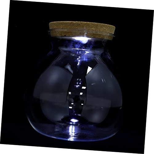 SEWOART Terrarium Für Pflanzen Glasflasche Mit Holzdeckel DIY-mikrolandschaftsflasche Aquariumflasche Mit Led-licht Transparente Fischflasche