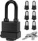 Juego de 6 candados impermeables con 12 llaves de acero, 1-9/16 pulgadas de ancho, candado de seguridad resistente al aire libre para exteriores (negro)