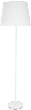 ValueLights | White Metal Single Stem Floor Lamp with White Tapered Lampshade for Living Room Lounge | Floor Lamps, Home Décor & Improvement Essential | Included LED Bulb