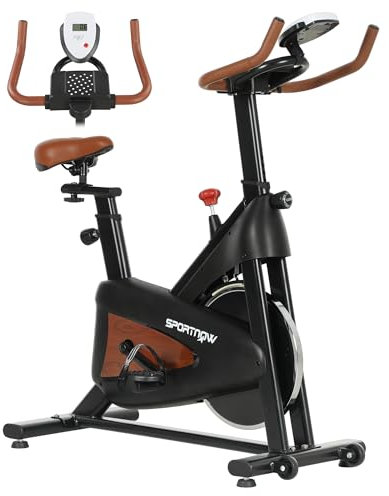 SPORTNOW Indoor Exercise Biker, Quiet Stationary Bike, Stylish Cycling Machine with Adjustable Seat and Resistance, LCD Monitor, Tablet Holder, for Home Gym Cardio Workout, Black