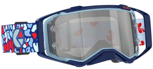SCOTT Motocross Brille Prospect Ethika Goggle Blau Rot, Silver Chrome Works, 422080