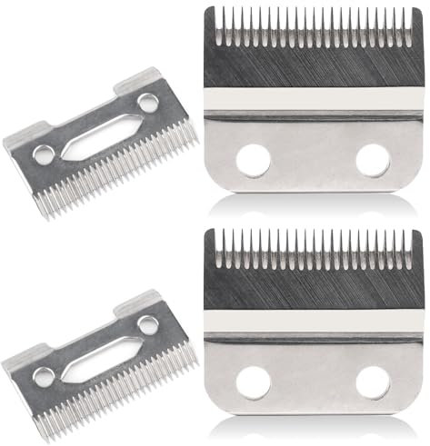 2 Sets Verstellbare Scherklingen, 2-Loch-Haarschneide-Messerersatz für Wahl Hair Clipper Magic Clip 8148 1006, Super Taper #8400 (Silber)