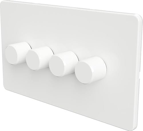 SAMOTECH UK WIFI Smart DIMMER No neutral wire required, compatible with Alexa, Google, Tuya, Smart Life - White 4-Gang