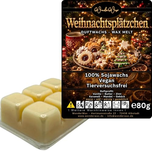 WonderWax® Duftriegel 6 x Duftwachs Würfel Weiß Weihnachtsplätzchen | Farbe: Weiß | Raumduft für Duftlampen, Wax Melt, Sojawachs, Indoor Duftöl Wachs schmelzen für Aromalampe