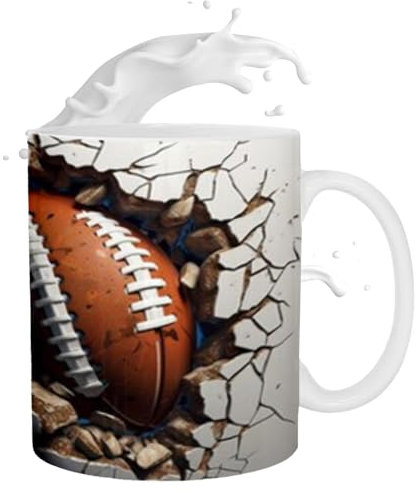 Taza de fútbol americano - Taza interior, taza de regalo para vacaciones | Divertida taza de café, taza de té, taza deportiva, taza de cerámica de fútbol americano, gran capacidad tazas de café