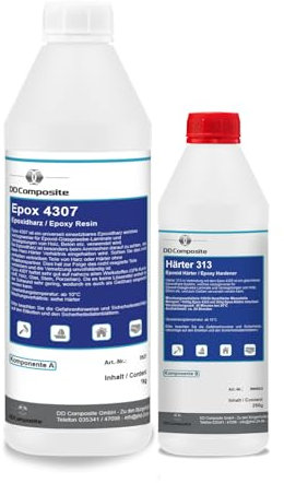 DD Composite Epoxidharz 4307 mit Härter 313 Transparent Universal-System Beschichtungen Laminierharz Deko Kunst Handwerk Reparatur Kunstharz Resin