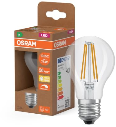 Osram LED Classic A 75 Filament DIM Energy efficiency class A | LED Classic A 75 Filament DIM Energy efficiency class A, LED Lamps, klar, 60 mm dia, 50000 h, 1-Pack