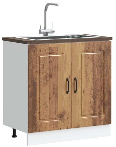 HOMTAKIE - Mueble bajo para fregadero (80 x 46 x 81,5 cm, madera de ingeniería, 1 mueble bajo (2 puertas) 80 cm