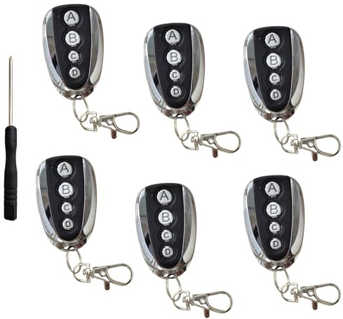 6-Pack 433MHz Universal Gate Remote Control Duplicator with Free Cross Screwdriver – Wireless Cloning Key Fob for Electric Sliding Garage Door Opener, Compatible with Most Fixed Code Systems
