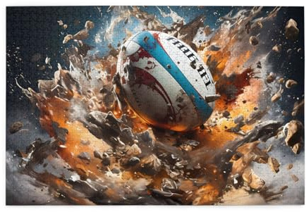 Jigsaw Puzzles1000 Piece Hytter Rugby On Fire Pattern Educational Intellectual Wooden Puzzles, Fun Puzzles, Stress Relieving Game