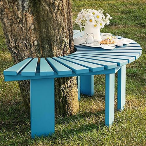 Baumbank aus Holz, gebogen, wetterfest, Massivholz, Lattenrost für Garten, Veranda, Rasen, Park
