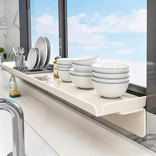 ALGFree Fensterbank Verlängerungsplatte 60x20cm Magnetisches Abstellregal | Fensterbrett Magnetisches Abstellregal Breitere Fensterbänke Platzsparend Fensterbankverbreiterung für Küche Badezimmer