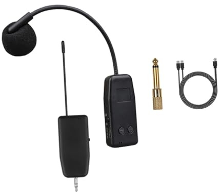 lmoikesz Kabelloses Geigenmikrofon mit einstellbarem Winkel, professionellem 5 mm Klinkenstecker und 5 mm Adapter für Musiker. Das kabellose Mikrofon für Violine und Cello ist, Schwarz, Kurzer Clip