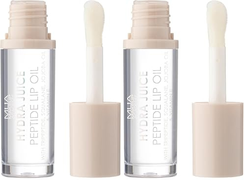 MUA Hydra Juice Peptide Lip Oil, Coconut Sugar (Pack of 2) | Clear with a Coconut Scent, Infused with Peptides & Vitamin E, High-Gloss Finish, Vegan & Cruelty Free