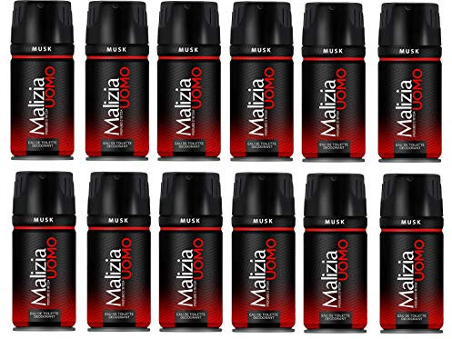 MALIZIA 12er Set Deodorant Herren Musk 150 ml Körperpflege Spray