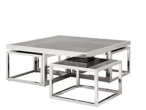 Casa Padrino Luxus Art Deco Designer Couchtisch 5er Set mit Rauchglas - Wohnzimmer Salon Tisch - Luxus Qualität