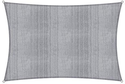 Lumaland Sonnensegel Rechteckig 3 x 4 Meter | Wetterbeständiger Sonnenschutz inkl. Befestigungsseile | Terrasse, Garten & Balkon Schattenspender aus HDPE Segelstoff mit UV Schutz [Hellgrau]
