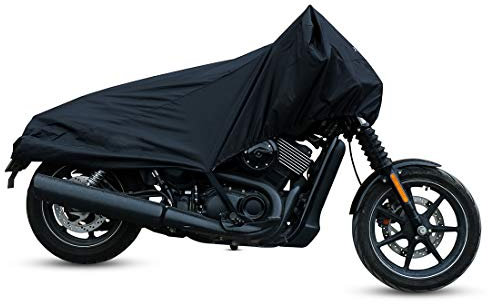 X AUTOHAUX Motorradabdeckung, Straßenmotorrad-Scooter, leichte Halb-Abdeckung, wasserdicht, Regen- und staubfest, schwarz, Größe M, passt für Kawasaki und Harley Davidson