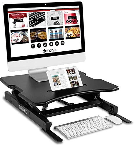 Duronic DM05D18 Schreibtischaufsatz | Workstation 55 x 53 cm mit Tastaturablage | Computertisch höhenverstellbar 17-42 cm | Stehpult für PC, Laptop und Smartphone | Sitz-Steh Schreibtisch bis 15 kg