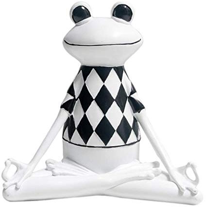 Tubayia Harz Kreative Yoga Frosch Statue Figuren Dekofigur für Haus Auto Büro Dekoartion (A)