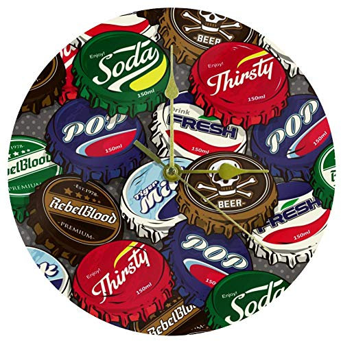 EZIOLY Acrylic Wall Clock Bottle Caps 10 Inch Silent Non Ticking Quartz Battery Operated Unscaled Round Wall Clocks Decorative for Home Office School