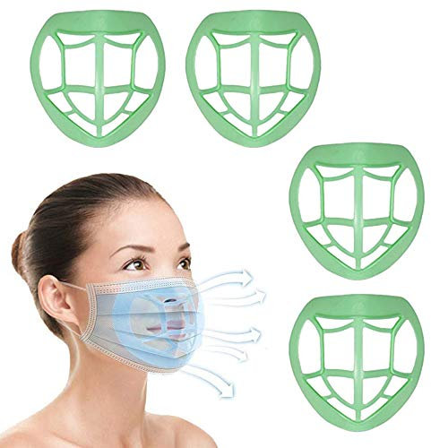 YONII 4 Stück Lippenstift-Schutz 3D Cool Mask Innere Unterstützung Halterung, Nasenpads Verhindern Make-Up-Entfernung Verbessern Atmung Raum Hilft Zu Atmen |Grün|