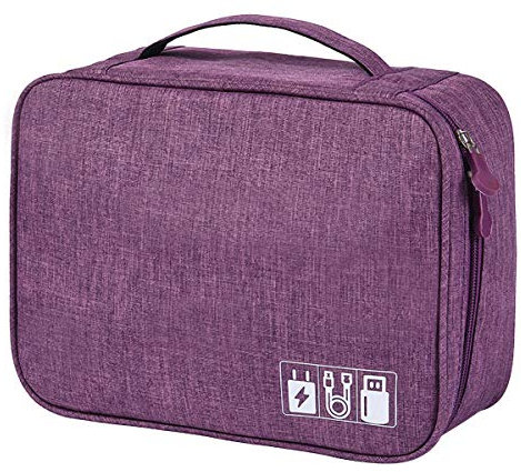 Ruyosn Kabel Organizer Tasche Wasserdicht Kabeltasche Klein Festplattentasche Elektronische Tasche Elektro Organizer Cable Bag Elektronik Zubehör Organisator Kabel Power Bank Violett