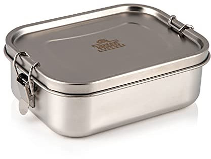 Indian-Tiffin Lonchera rectangular grande de una sola capa de acero inoxidable (mediana)