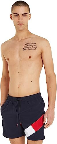 Tommy Hilfiger Herren Badeshorts Medium Drawstring Mittellang, Blau (Desert Sky), S