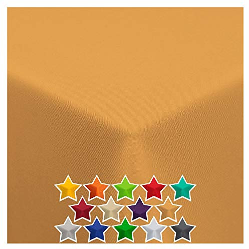 StoffTex Tischdecke I Tischläufer I Tischtuch I Tischwäsche I Dauerhaft Kratzfest I Tischdekoration aus Polyester für Wohnzimmer, Esszimmer, Balkon, Garten (Senf, 140cm Rund)