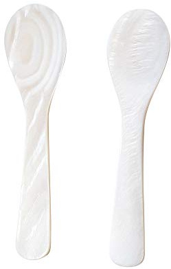 Marycrafts 2er Set Perlmuttlöffel Kaviarlöffel Eierlöffel Caviar Spoons Handarbeit
