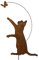 Bornhöft Gartenstecker Katze mit Schmetterling höhe ca. 55cm Metall Rost Gartendeko Edelrost rostiger Beetstecker