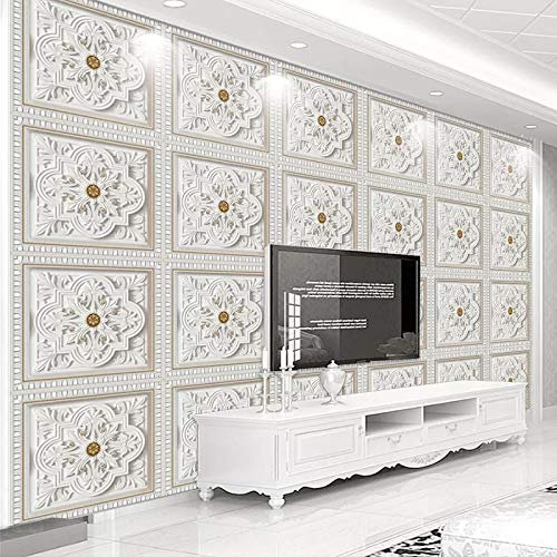 HGFHGD Tapete Wandbild 3D geprägtes Blumenmuster Gips Wandkunst Wohnzimmer TV Hintergrund Papier Malerei Wandaufkleber