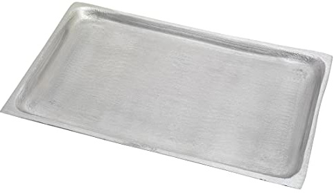 NKlaus vassoio in alluminio argento rettangolare 21x13cm portacandele vassoio gioielli sottobicchiere decorazione superficie liscia 10431