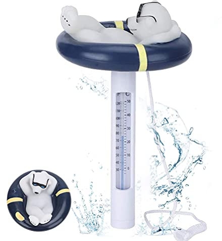 Chilits Pool Thermometer Floating Pool Thermometer with String Outdoor Cute Animal Shaped Swimming Pool Floating Thermometer with Large Display and Cord for Outdoor and Indoor Baths Spa Aquarium Pond