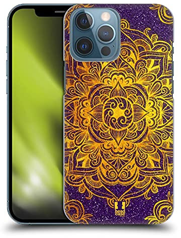 Head Case Designs Oro Garabatos de Mandala Carcasa rígida Compatible con Apple iPhone 13 Pro MAX