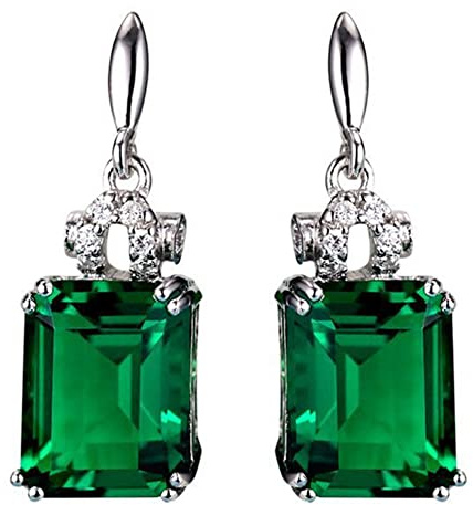 Ruluti 925 Sterling Silber Vintage Ohrringe Für Frau Quadratischen Grünen Smaragd Edelsteinen Hochzeit Großhandelsgeschenk