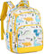 VASCHY Kinder-Rucksack für Mädchen und Jungen, niedlich, 40,6 cm, für Grundschule, mit Brustgurt, Schnalle und mehreren Fächern, Dinosaurier, Gelb, one size, Casual