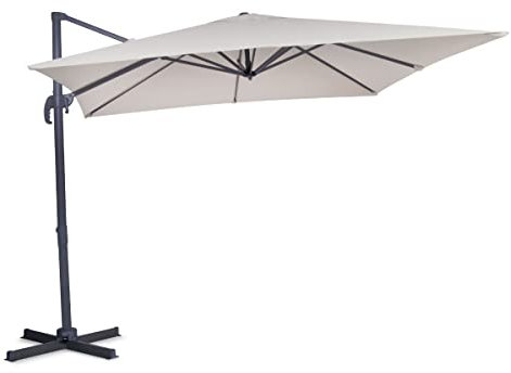 VONROC Parasol Cantilever Pisogne - 300x300cm - De Qualité Premium Beige - Terrasse Extérieure, Orientable à 360° - Grande Surface d'Ombrage - Robuste et Durable - Housse Parasol Incluse