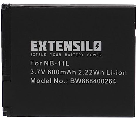 EXTENSILO Akku kompatibel mit Canon IXY 430F, 110F, 90F, 420F, 220F Kamera (600 mAh, 3,7 V, Li-Ion)