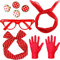 dcas 9 Stück Rockabilly Accessoires 50er, Jahre Kostüm Zubehör Set, Retro Accessoires 50er Kostüm 50er Jahre, Chiffon Schal Polka Dot Bandana Krawatte Stirnband Ohrringe Retro Cat Eye Eglasses(Rot)
